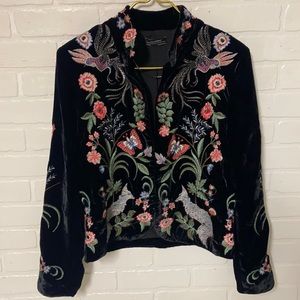 Zara Velvet Embroidered Blazer